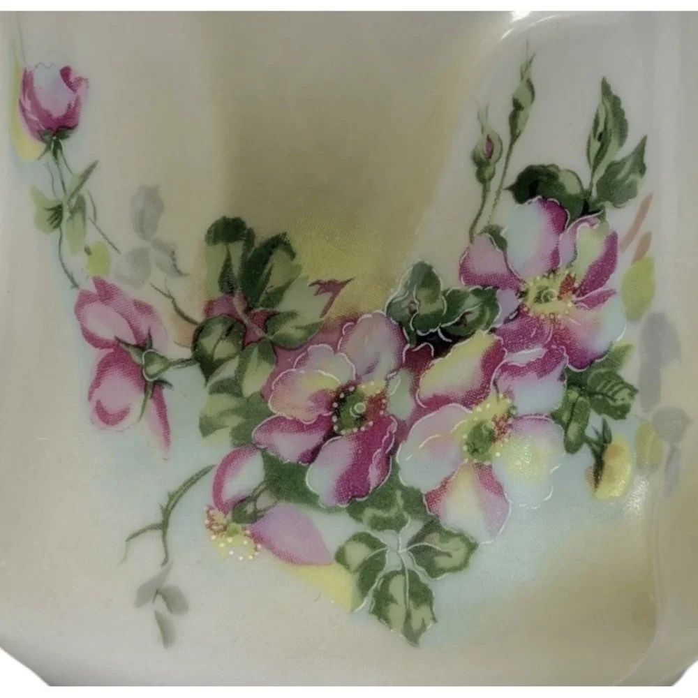Vintage Victorian Nippon Porcelain Shaving Mug Cup Hand-Painted Floral Gold Rim